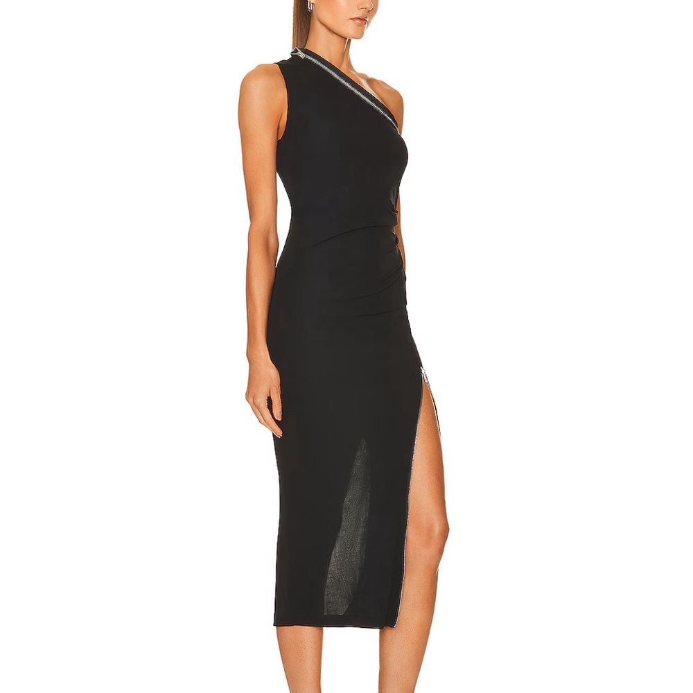 Helmut Lang Asymmetric Zip Midi Dress - Picture 3 of 10